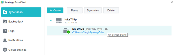 Tính năng On-demand Sync trong Synology Drive Client 9