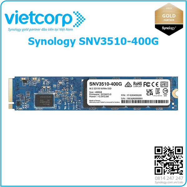 Ổ SSD NVMe Synology SNV3510-400G dung lượng 400 GB