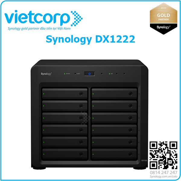 Với 2 thiết bị Synology DX1222 mở rộng lên đến 36 khay ổ đĩa với DS3622xs+