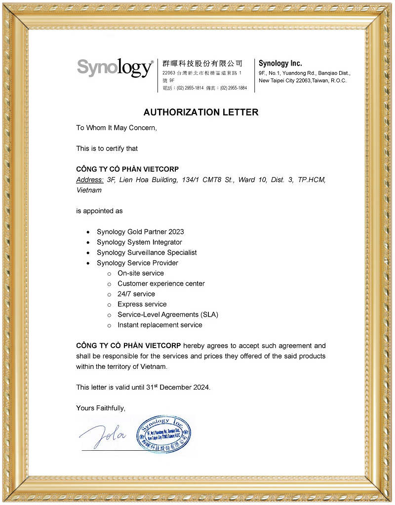 Vietcorp chính thức trở thành Synology Gold Partner 2023