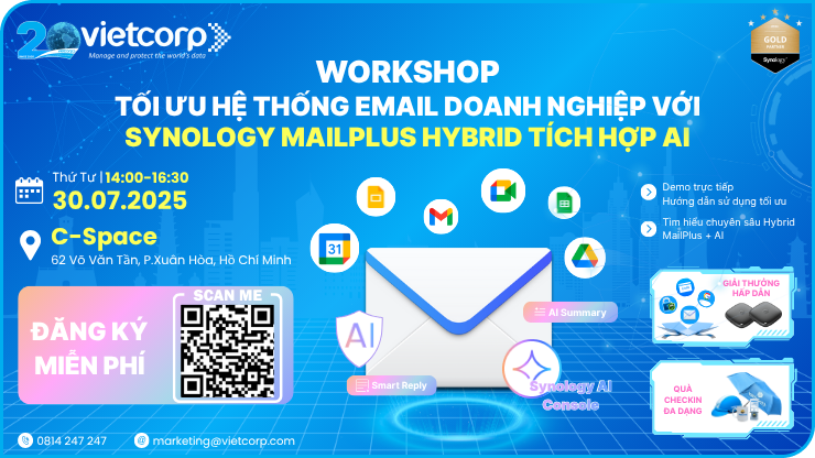 [Workshop] Tối ưu hệ thống email doanh nghiệp với Synology MailPlus Hybrid tích hợp AI